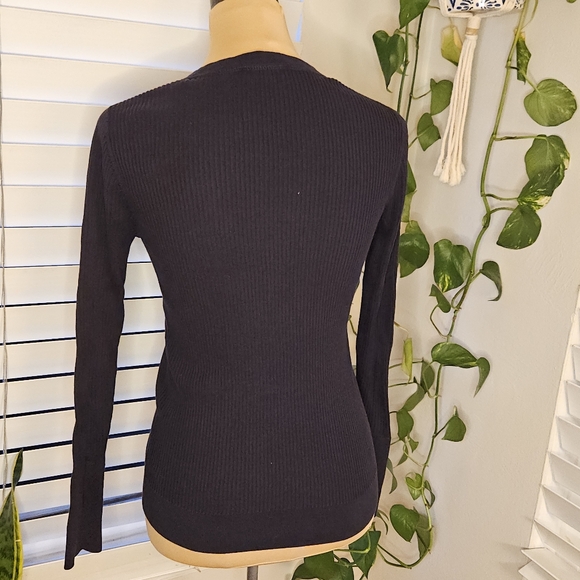 Tory Burch Black Cardigan Sweater with V-Neck - Picture 3 of 5